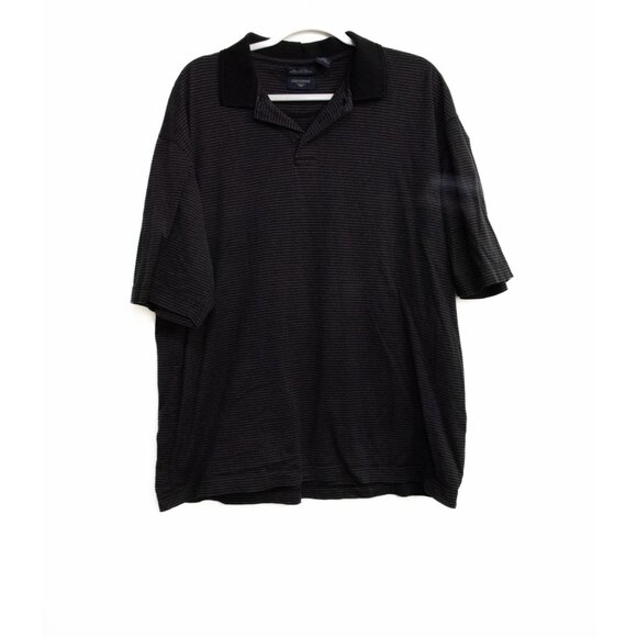 Dockers Black & Grey Striped Short Sleeve Polo Shirt Size XL - Picture 1 of 8